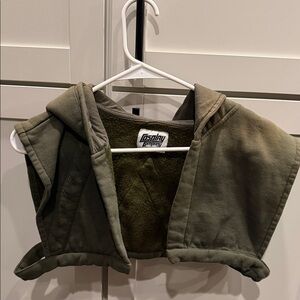 Olive Green Hooded Distressed Vest